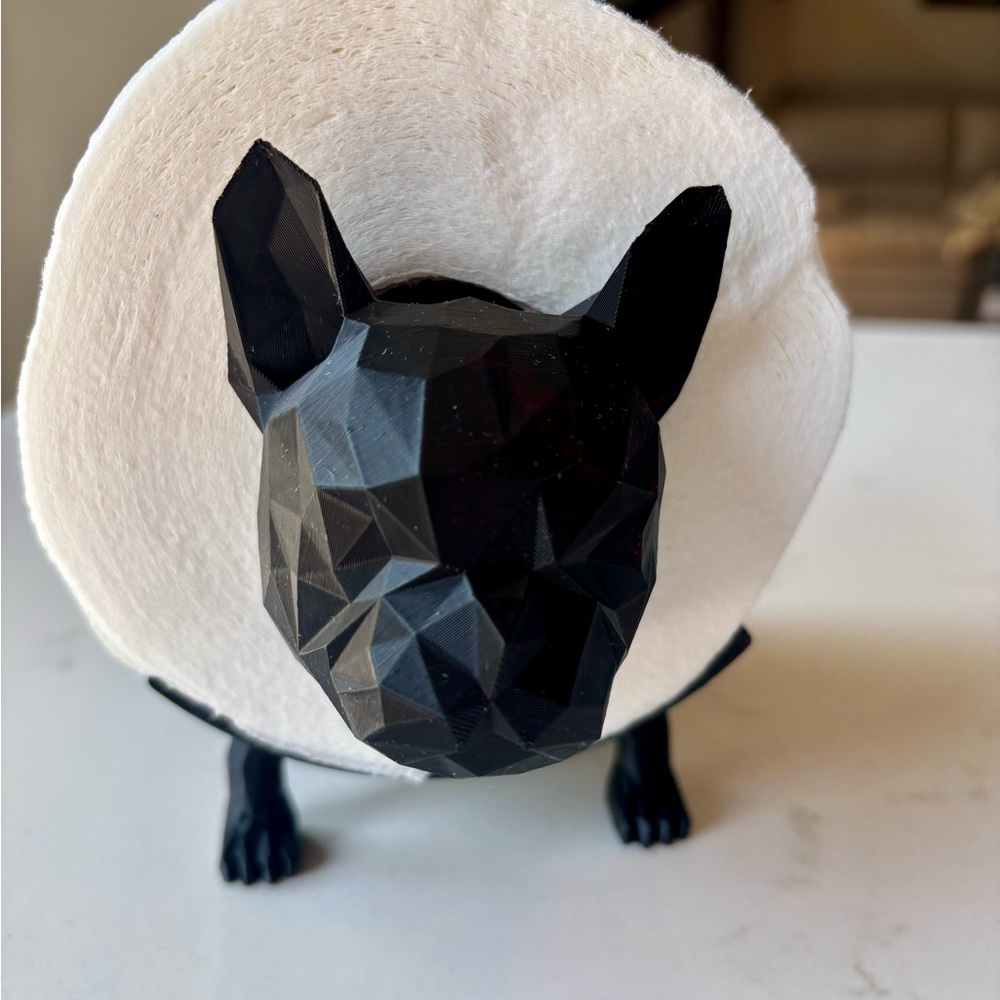 Geometric Black Dog Sculpture with White Accent
